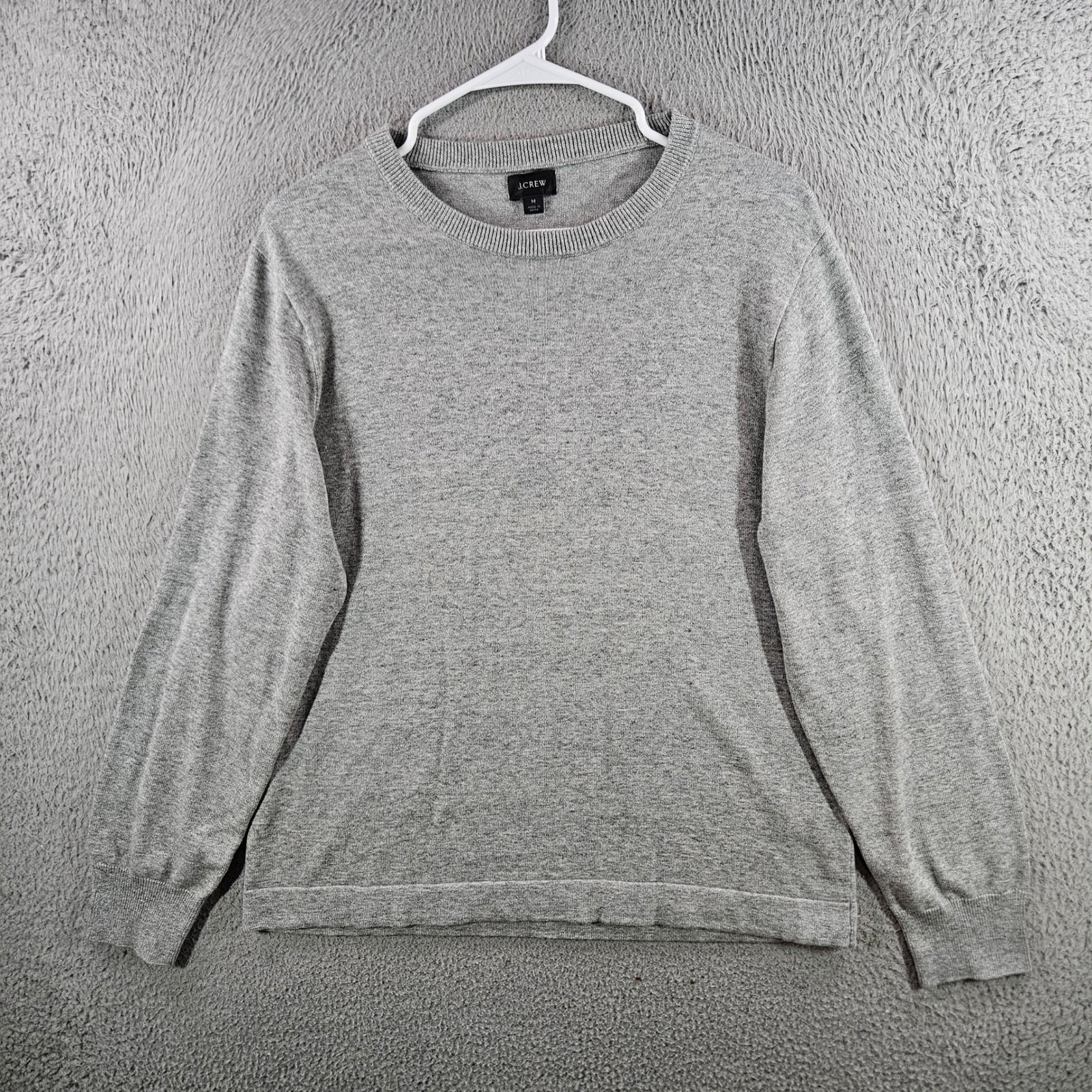 J. Crew Womens Medium Heather Gray 100% Cotton Crewneck Long Sleeve Sweater